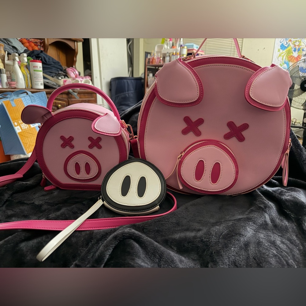 Shane Dawson Pig Collection – Backpack, Handbag & Wristlet Bundle – Used, Rare